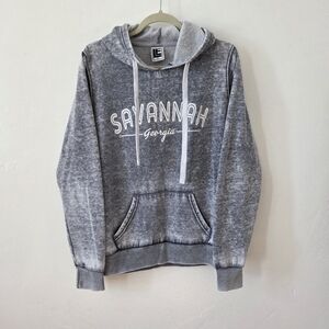 Liquid Energy Apparel Savannah Georgia Hoodie Acid Wash Super Soft Gray Large